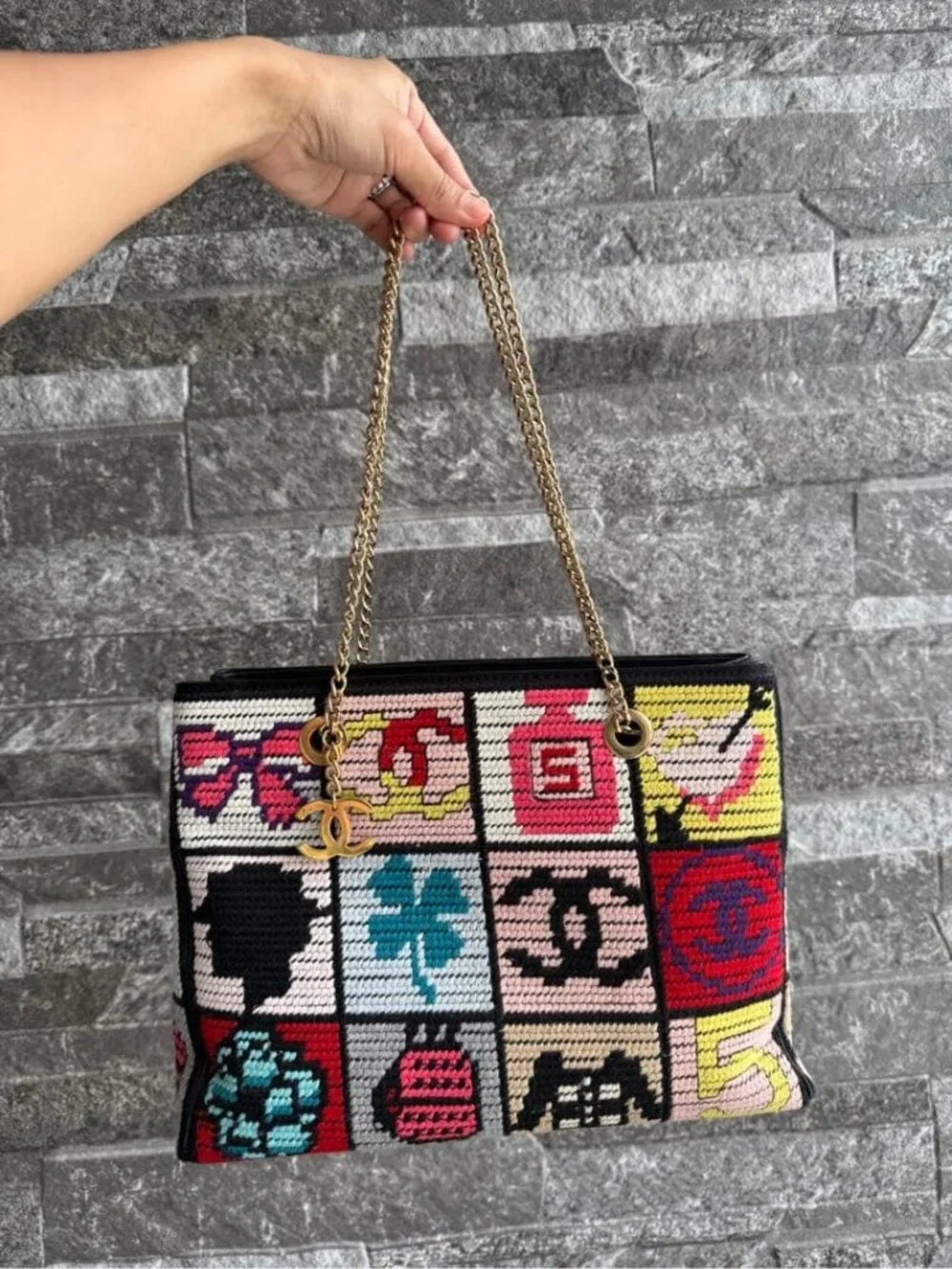 Chanel Precious Symbol Needle Point Multicolor Bag